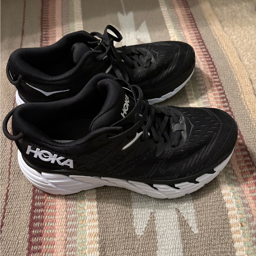 Hoka Black and White Athletic Shoes